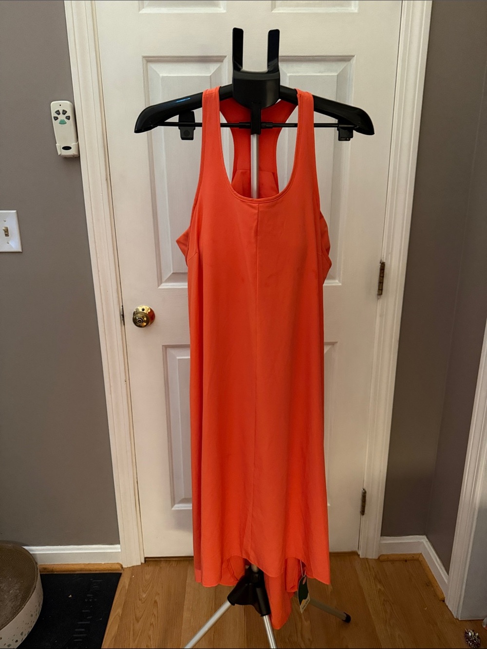 HALARA Coral Orange High-Low Racerback Dress